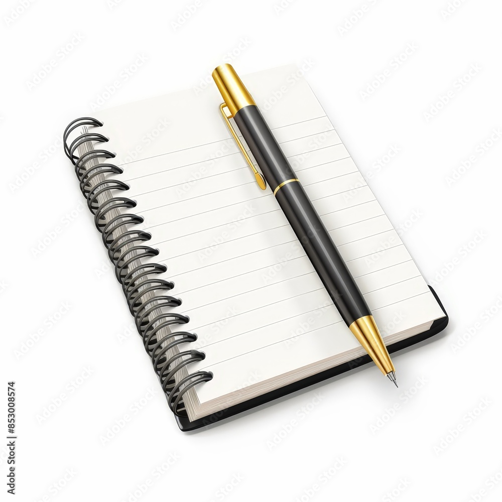 Iconic Notebook Symbolizing Creativity and Organization on White Background Iconic Notebook Symbolizing Creativity and Organization on White Background