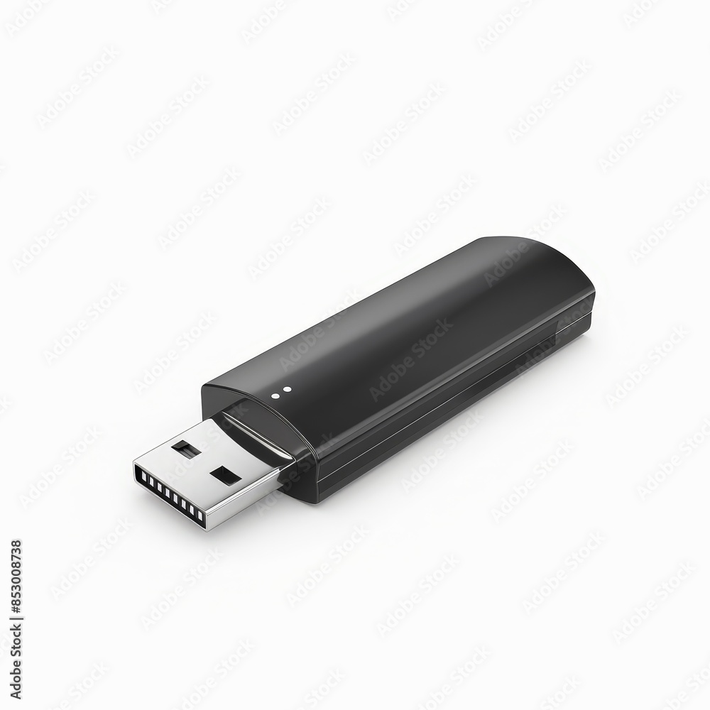 Modern USB Flash Drive Icon on White Background - High Resolution Realistic Image Modern USB Flash Drive Icon on White Background - High Resolution Realistic Image