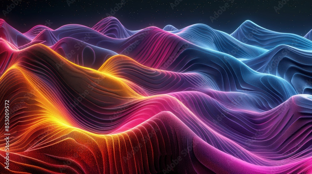 A dynamic waves pattern with flowing lines and vibrant gradient colors
