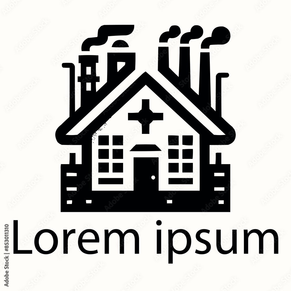 A black industry home logo on white simple background A black industry home logo on white simple background