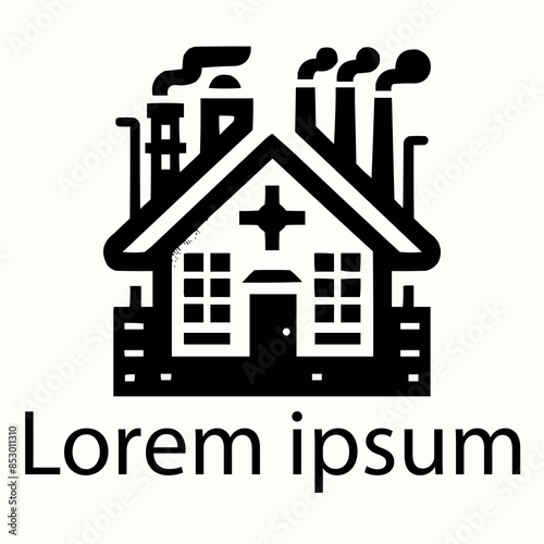 A black industry home logo on white simple background