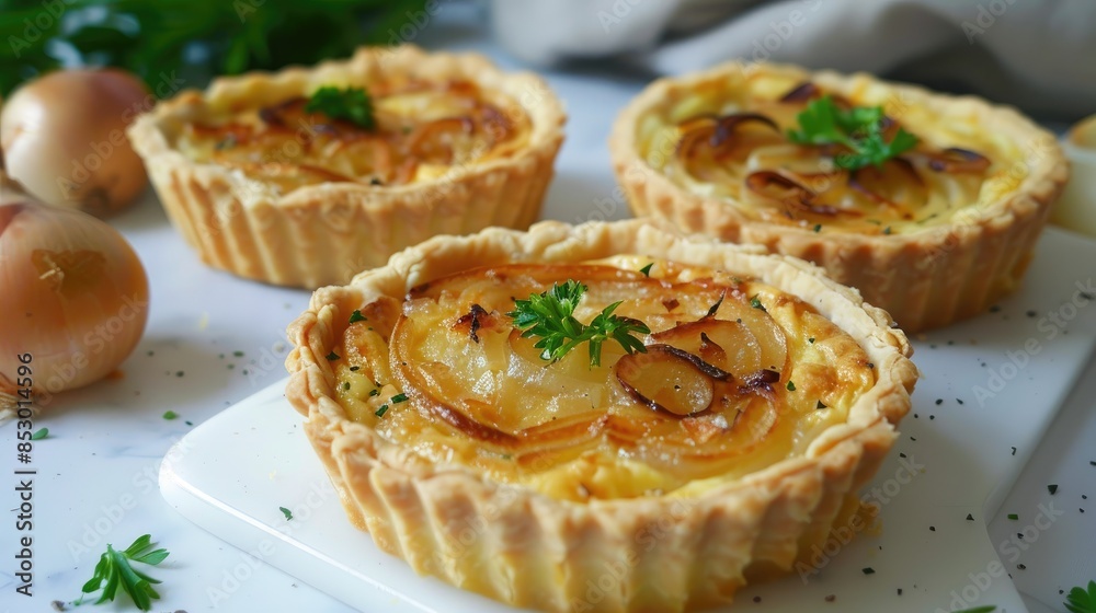 Individual petite quiche with onions Individual petite quiche with onions