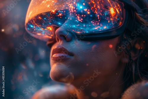 Wallpaper Mural Woman experiencing virtual reality glasses Torontodigital.ca