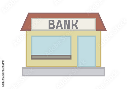 Local de una entidad bancaria en fondo blanco