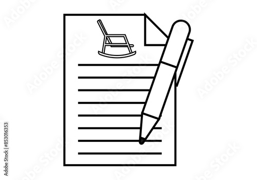Icono negro de contrato de pensiones