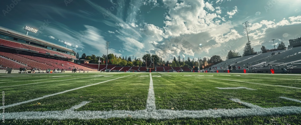 A Football Stadium With Green Grass, Filled With The Heartfelt Cheers And Encouragement Of Families Supporting Their Young Athletes