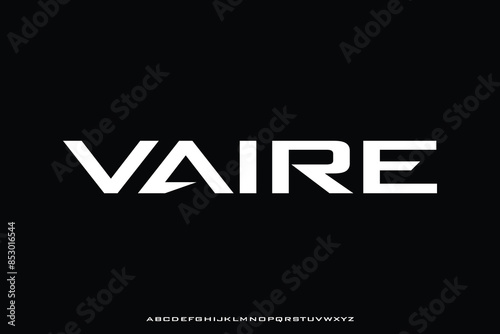 Modern strong alphabet display font vector. Futuristic technology typeface