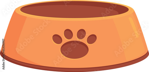 Empty orange pet bowl is waiting for a pet's mealtime