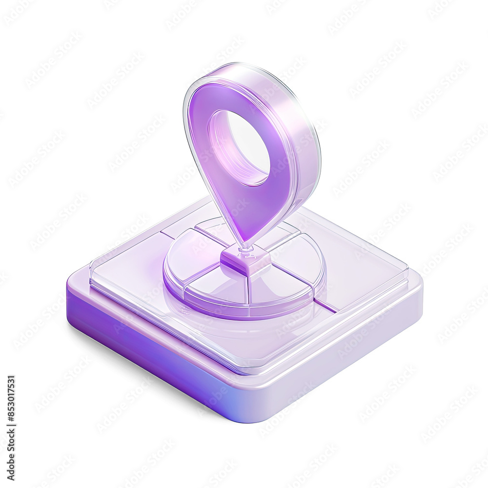 3D location icon in transparent frosted glass with violet light | Isolated on Transparent & White Background | PNG File with Transparency 3D location icon in transparent frosted glass with violet light | Isolated on Transparent & White Background | PNG File with Transparency