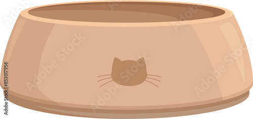 Empty cat food bowl is waiting to be filled with food