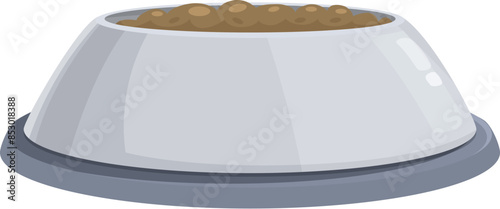 Full dog bowl is standing on the floor, suggesting a caring owner providing food for their pet