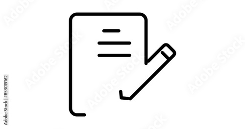 Document write animated outline icon with white background. Document write 4k motion design animation for web, mobile and ui design