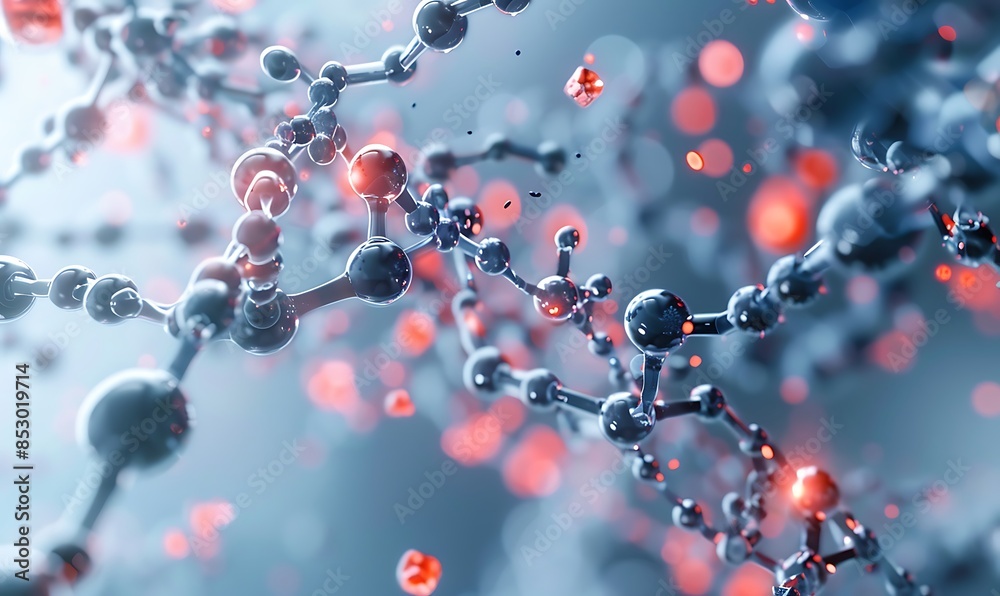 DNA and Nanotechnology: Molecular Wireframe with Nano Devices, Illustrate DNA with tiny robotic elements or nanoparticles DNA and Nanotechnology: Molecular Wireframe with Nano Devices, Illustrate DNA with tiny robotic elements or nanoparticles
