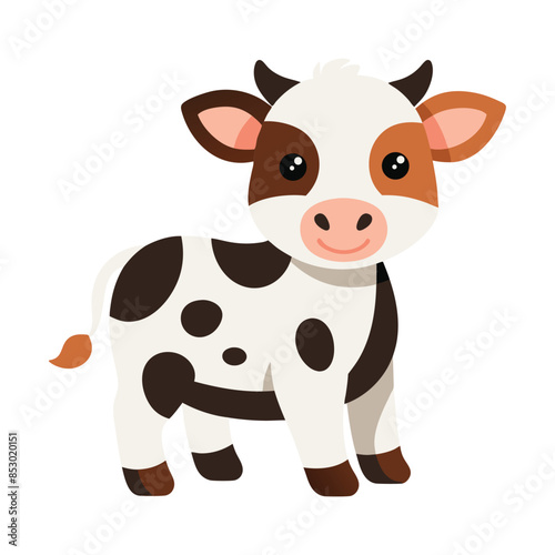 illustration of a baby cow on white
