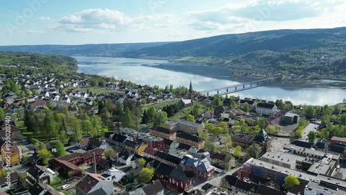 Lillehammer facing the church, with a view of Mjøsa to the south 