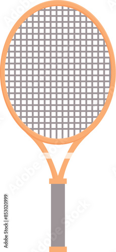 Minimalist illustration of a tennis racket, featuring a wooden handle and a tightly strung face
