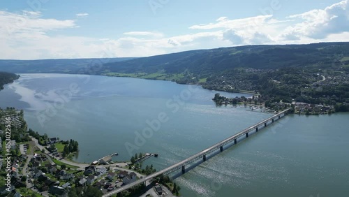 Mjøsa with Vingnes, Vingnes Bridge and Lillehammer camping