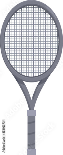 Tennis racket is standing upright, showcasing its design and readiness for a match