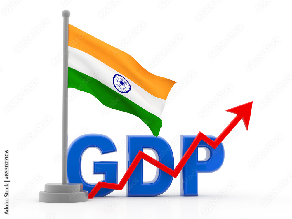 India GDP Growing, increasing GDP and Rising arrow going up with Indian ...