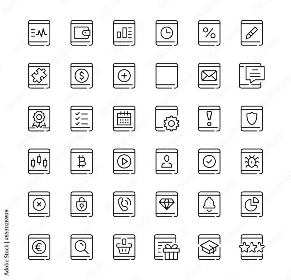 Tablet icons set. Vector line icons. Black outline stroke symbols Tablet icons set. Vector line icons. Black outline stroke symbols