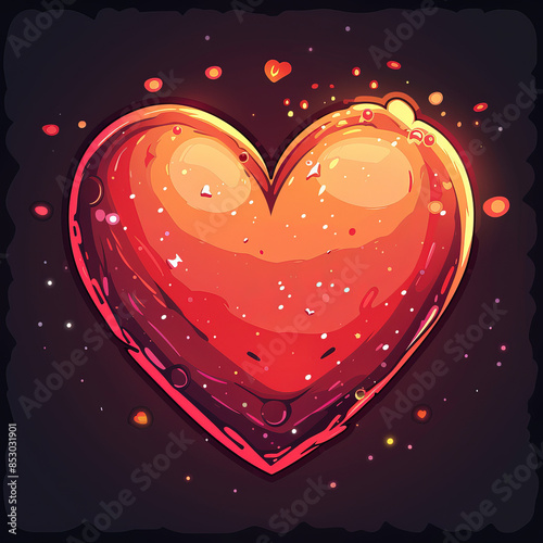 Cartoon-Style Heart Illustration. Symbolizing Love, Affection, and Emotional Connections in Graphic Design and Digital Art.