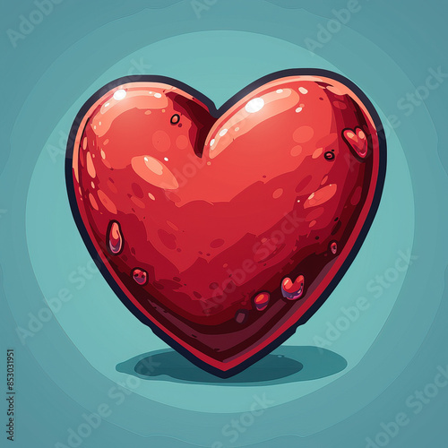 Cartoon-Style Heart Illustration. Symbolizing Love, Affection, and Emotional Connections in Graphic Design and Digital Art.