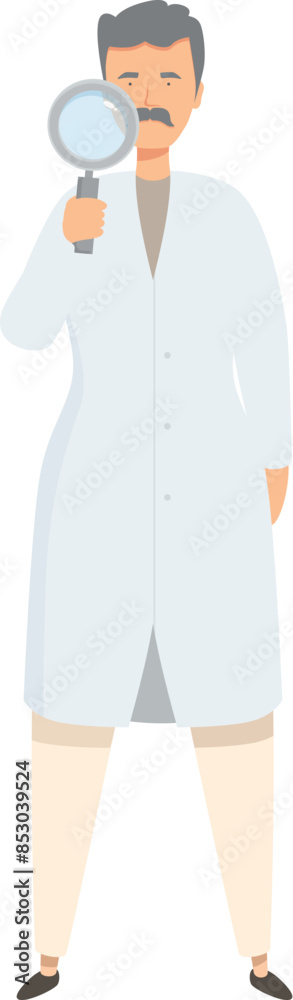 Male doctor is holding a magnifying glass and conducting a medical examination Male doctor is holding a magnifying glass and conducting a medical examination
