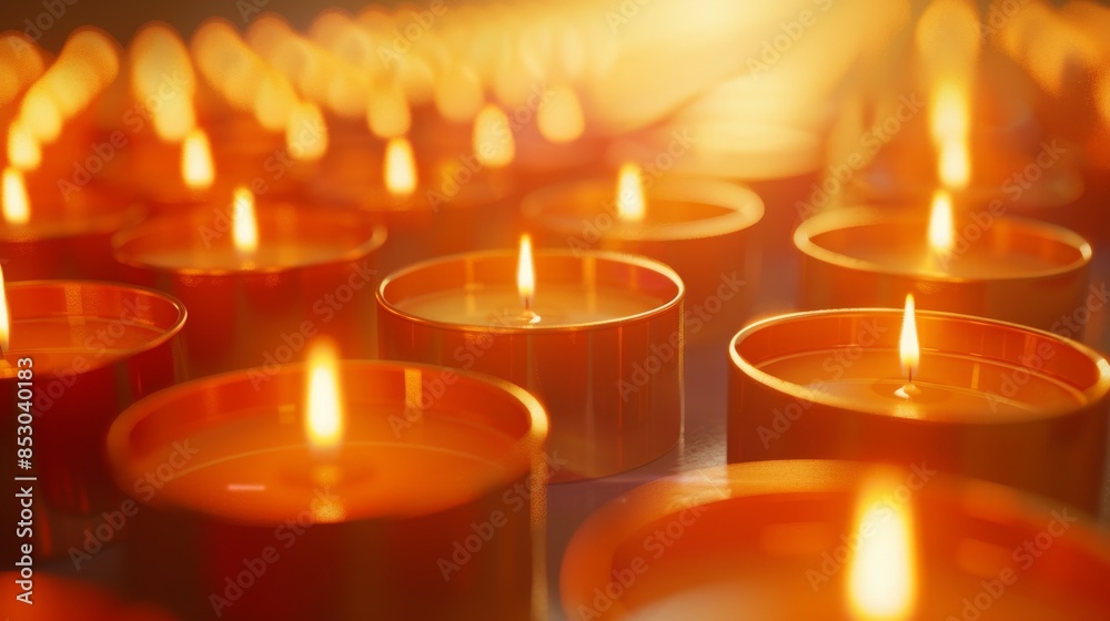 Many candles are lined up in a large row, Happy Thidingyut