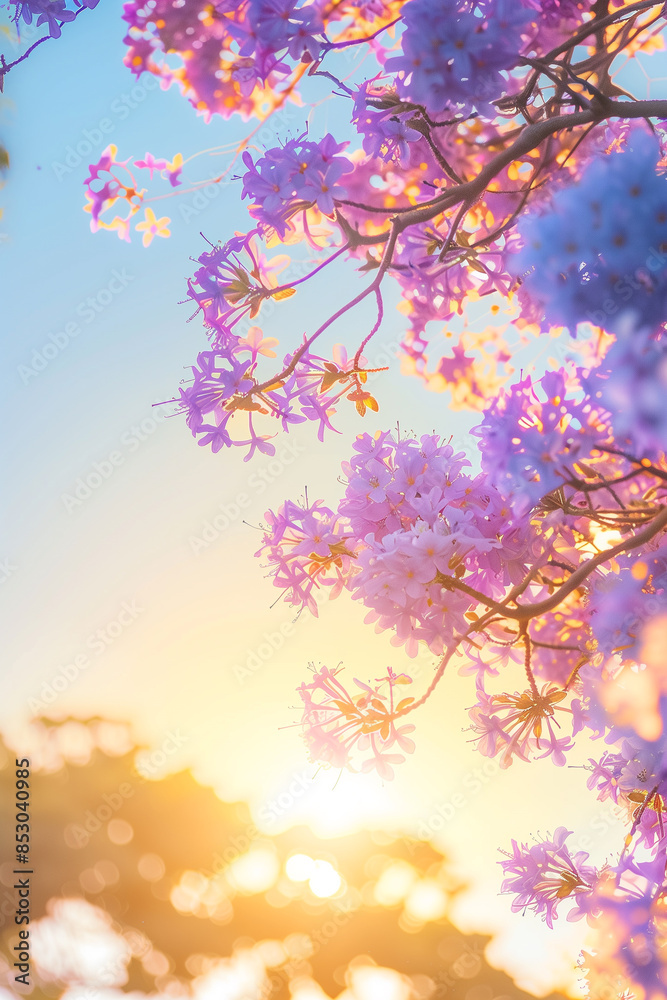 Jacaranda tree blossoms, spring sky background Jacaranda tree blossoms, spring sky background