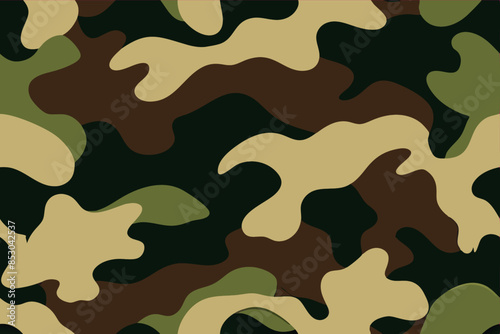 Military Camouflage Seamless Pattern in Green and Brown for Uniform and Wallpaper Design