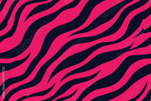 Seamless pattern with pink zebra stripes. Vector illustration in pink and black colors.