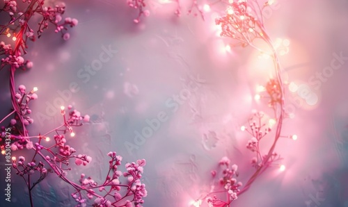 Violet background with garland lights