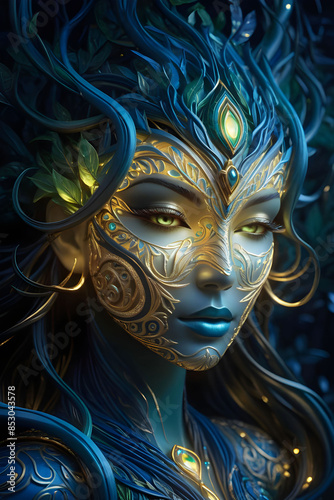 Obraz na płótnie close up art portrait of tree - goddess. Fantasy Digital artwork. Ai generated w salonie