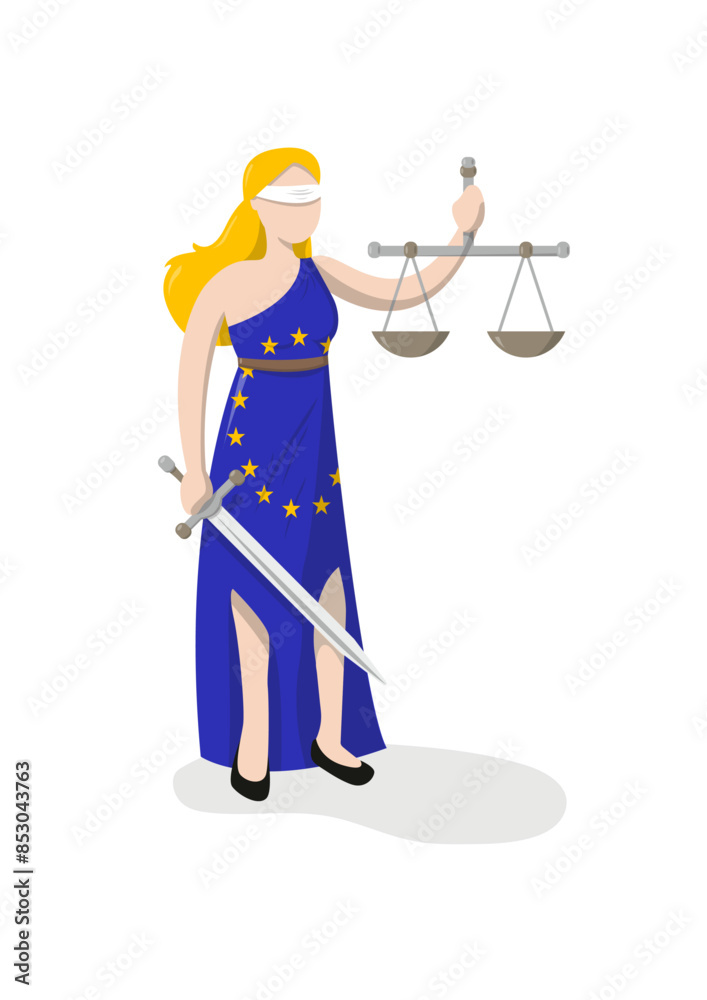 Fototapeta premium Justice in Europe, allegory of the European justice, lady of justice, blind woman holding a scale and sword