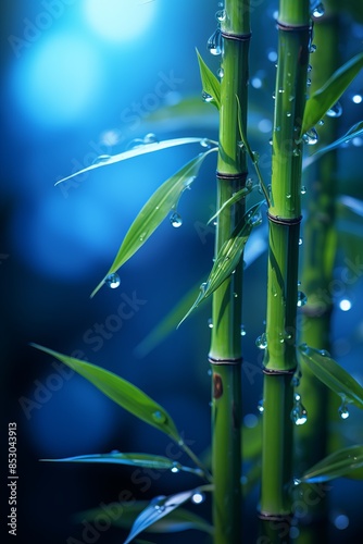 bamboo tree with water droplets on the leaves