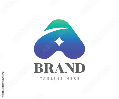 Letter A logo icon design template elements. Creative logo with initial letter A and star, negative space style. Usable for Branding and Business Logos.
