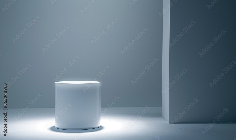 Small white acrylic pedestal with built-in LED lights