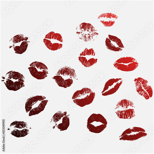 Print female lips isolated on beautiful Red, lips, beauty, red lipstick a white Vector background