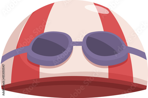 Swimming cap with goggles, ready for a refreshing dip in the pool or open water