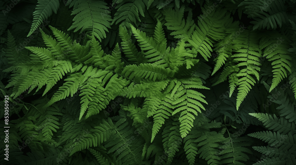 Green Fern Leaves, Texture Background Abstract Image Pattern, For Wallpaper, Background, Cover and Screen of Cell Phone, Smartphone, Computer, Laptop, Format 9:16 and 16:9 - PNG