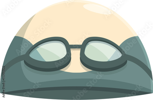 Cartoon style icon of a swimming cap and goggles for professional swimming