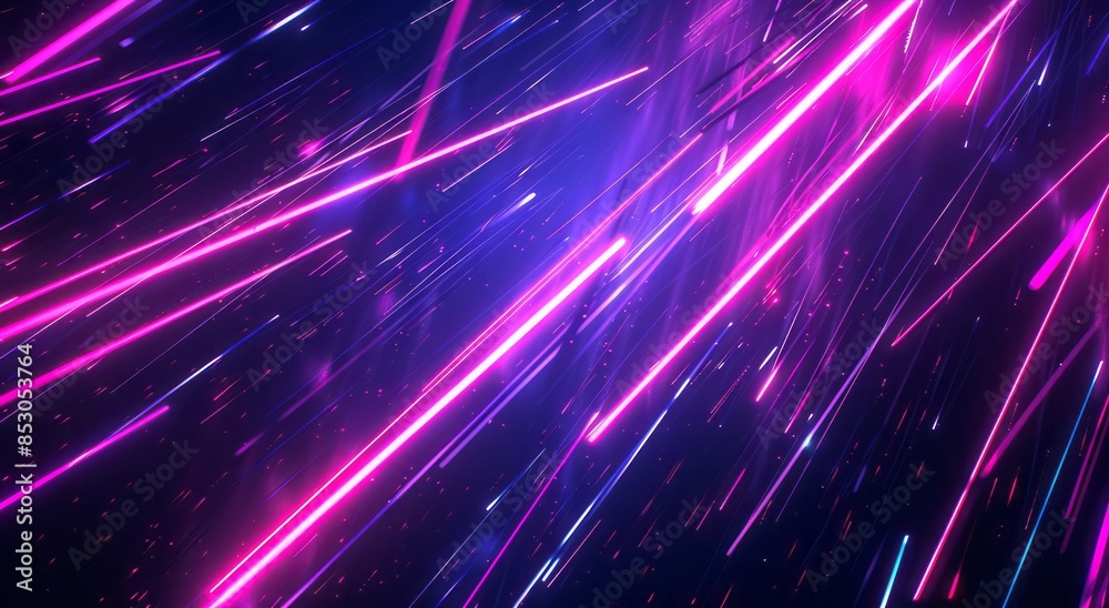 A dark purple background with neon pink and blue lights in motion, creating an energetic and vibrant atmosphere A dark purple background with neon pink and blue lights in motion, creating an energetic and vibrant atmosphere