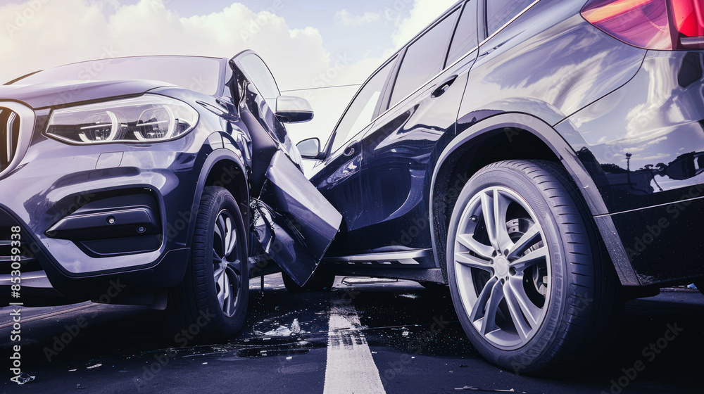 Collision of expensive cars, road traffic accident Collision of expensive cars, road traffic accident