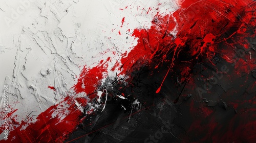 Dramatic Abstract Brushstroke with Red, Black, and White Colors