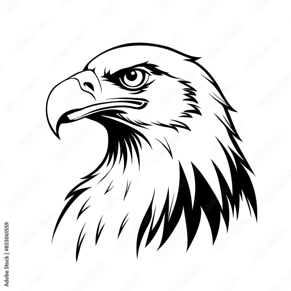 Obraz premium vector illustration of an eagle head with sharp features.