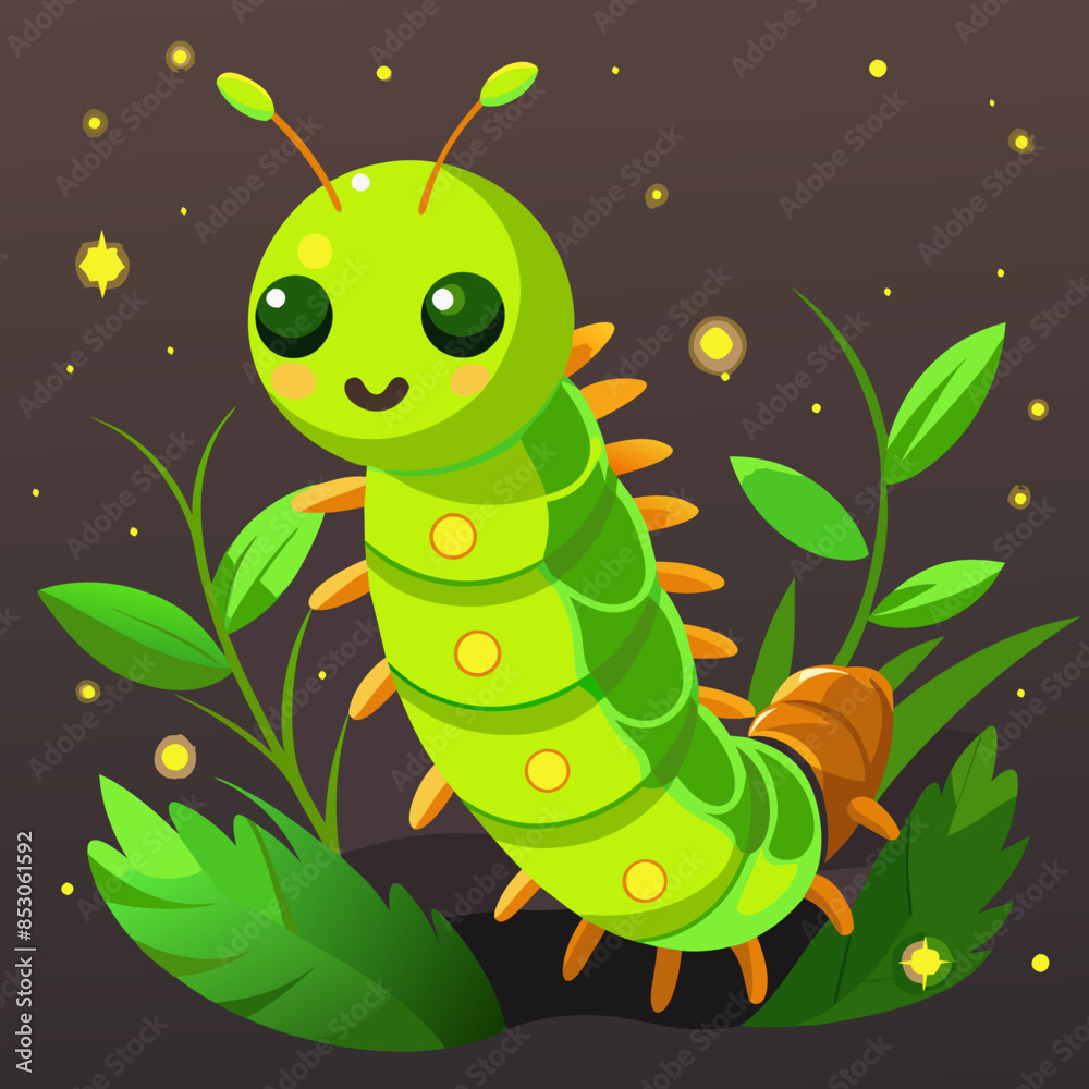 Obraz premium glowworm, a bioluminescent insect that emits light to attract prey and communicate with other glowworms.