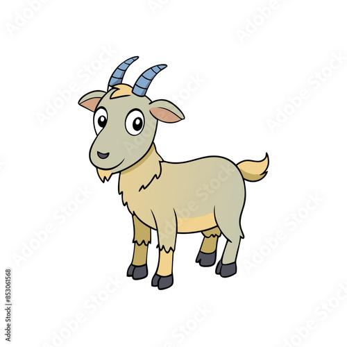 cartoon vector illustration of a goat with a beard and horns.