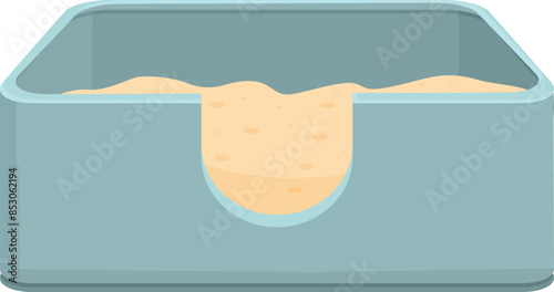 Modern cat litter box filled with sand providing a designated place for a cat to urinate and defecate
