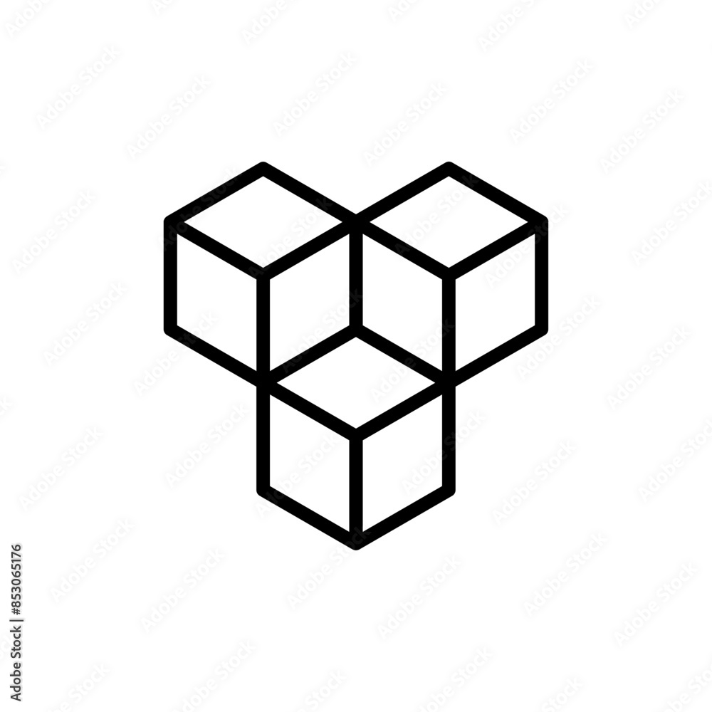 cube icon symbol with three blocks. cubic building icon, three sugar cubes icon - block chain logo icon for website design and mobile, app icons cube icon symbol with three blocks. cubic building icon, three sugar cubes icon - block chain logo icon for website design and mobile, app icons