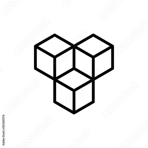 cube icon symbol with three blocks. cubic building icon, three sugar cubes icon - block chain logo icon for website design and mobile, app icons	